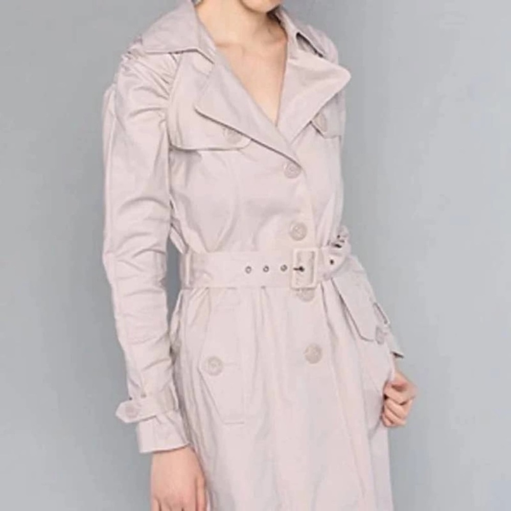 Dusty rose coloured trench coat